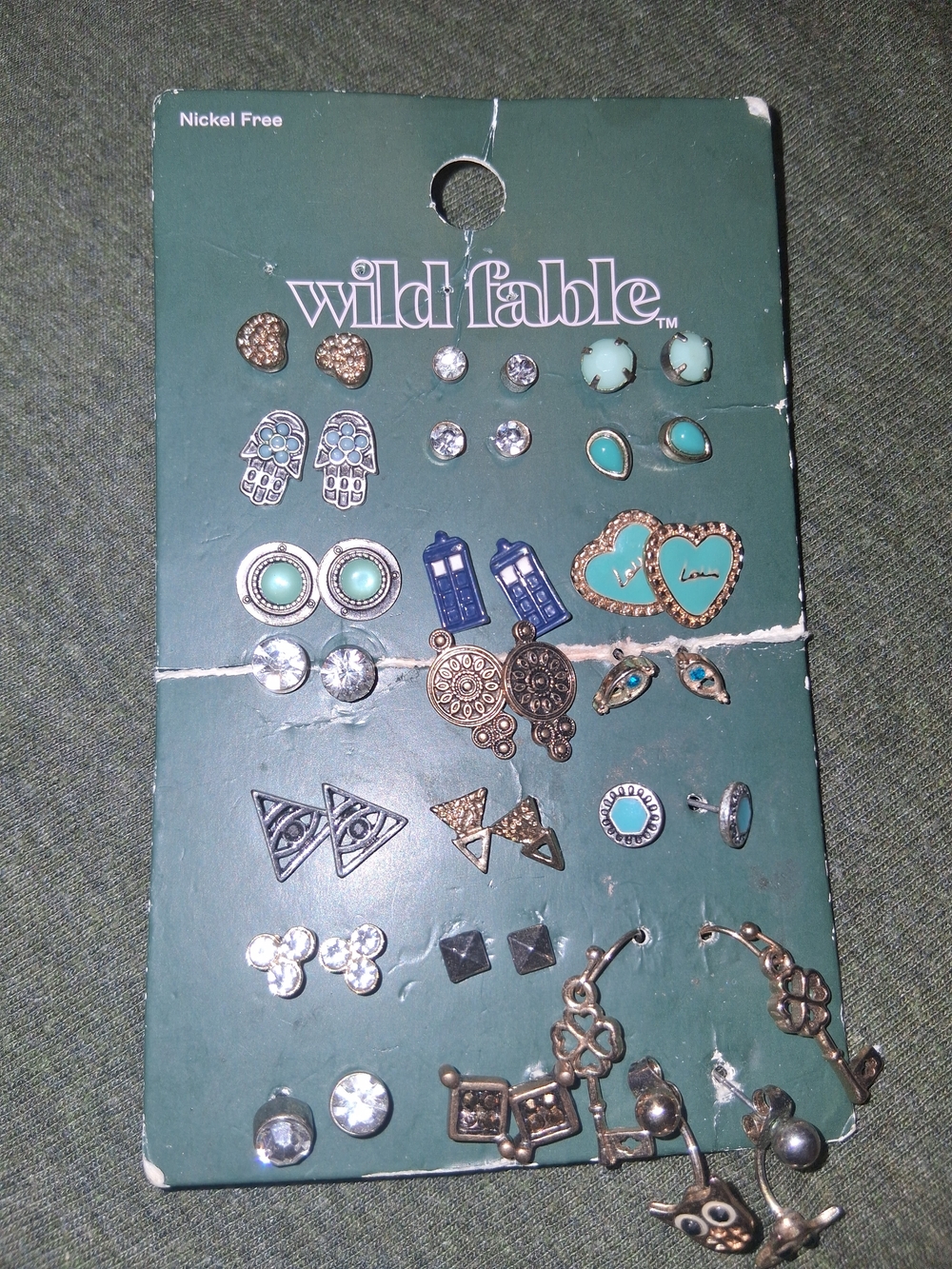 Wild Fable Turquoise and Gold Mixed Stud Earring Set